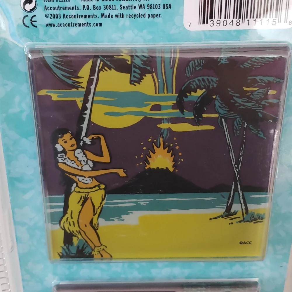 NWT Hula Glass Coasters 2003 Set of 4